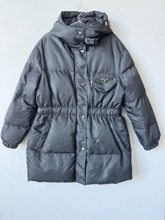 Prada Jackets & Blazers - Prada Re-Nylon Goose Down Hooded Parka with Iconic Triangle Chest Pocket Size 38